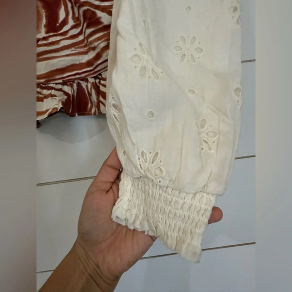 LOVE THE LABEL ANTHROPOLOGIE LOVE THE LABEL SMOCKED EYELET PUFF SLEEVE BLOUSE - Picture 12 of 12